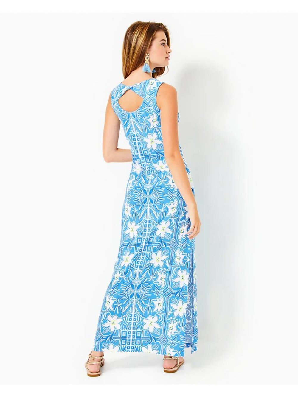 Lilly Pulitzer Noelle Maxi Dress in Lunar Blue My Flutter Half NWT - Size Small - Picture 4 of 10